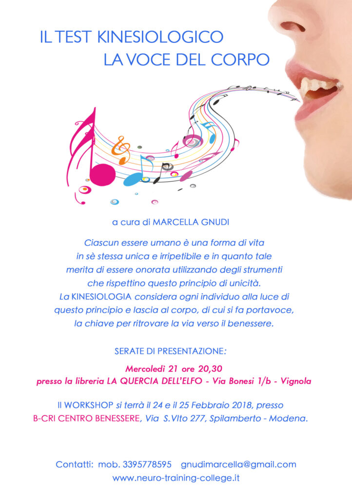 Presentazione workshop “Il test kinesiologico – La voce del corpo” immagine decorativa